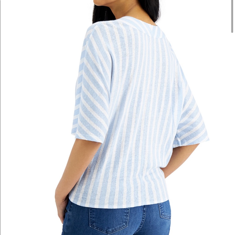 MICHAEL KORS New! Petite Striped Tie-Front Top - Picture 2 of 9